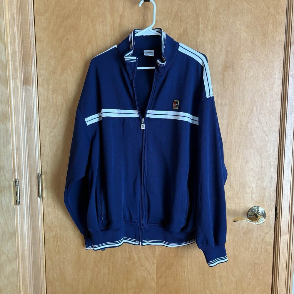 Vintage Nike Court Jacket Track Top Rare Blue Mens Andre Agassi‎ Size XL